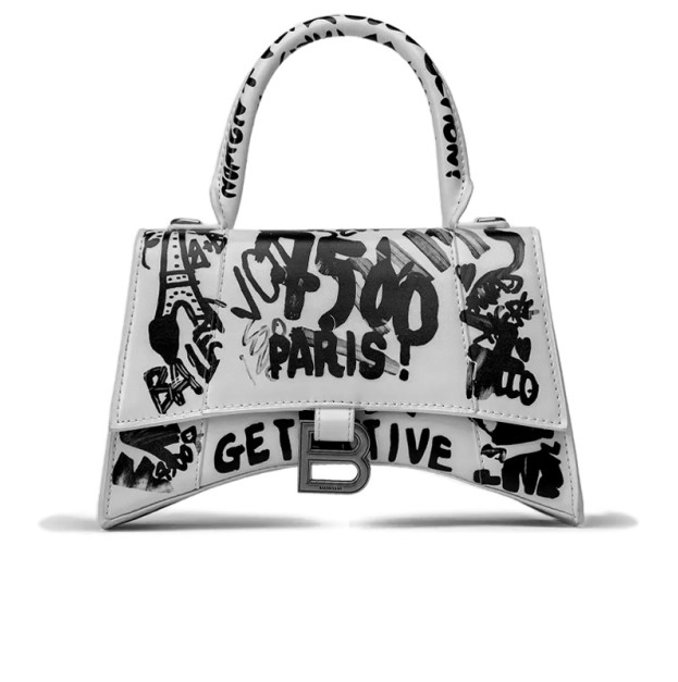 Сумка Balenciaga Hourglass Small Handbag Graffiti in White 5937500GUSA2000
