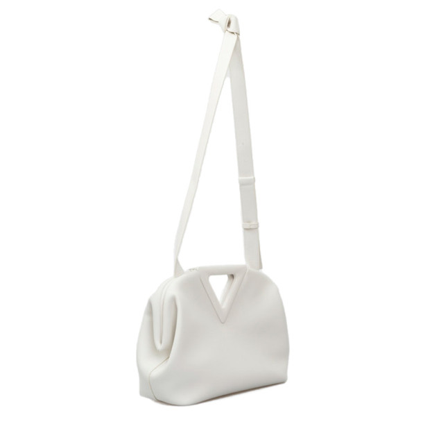 Сумка Bottega Veneta Point White Medium Leather Top Handle 652446VCP40