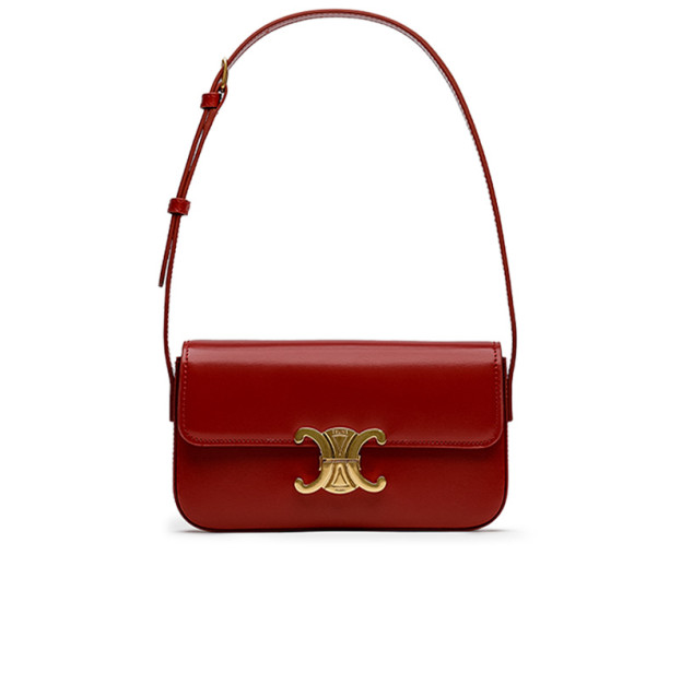 Celine Shoulder Bag Claude In Shiny Calfskin Burgundy 10N550CTD22SA