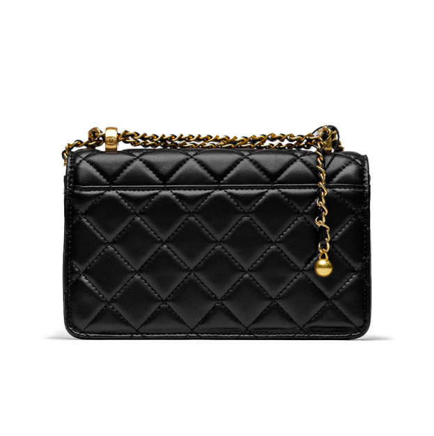 Сумка Chanel Calfskin Quilted Perfect Fit Wallet On Chain Black Gold F82554 D59385 СВ656