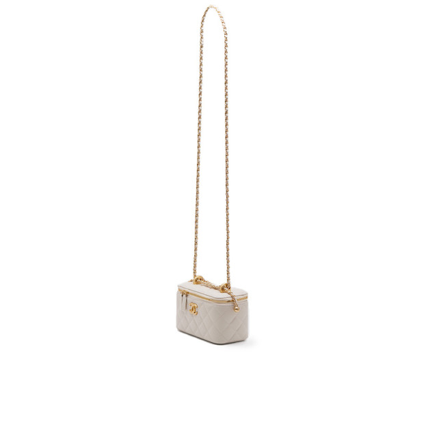 Chanel Classic Beige Lambskin Pearl Crush Vanity Bag B77890 F56488 FH750