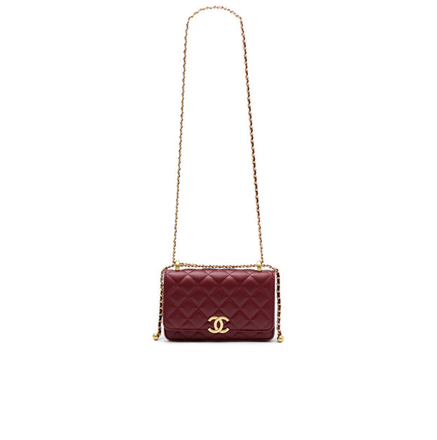 Сумка Chanel Calfskin Quilted Perfect Fit Wallet On Chain Burgundy Gold F82554 D59390 CB850