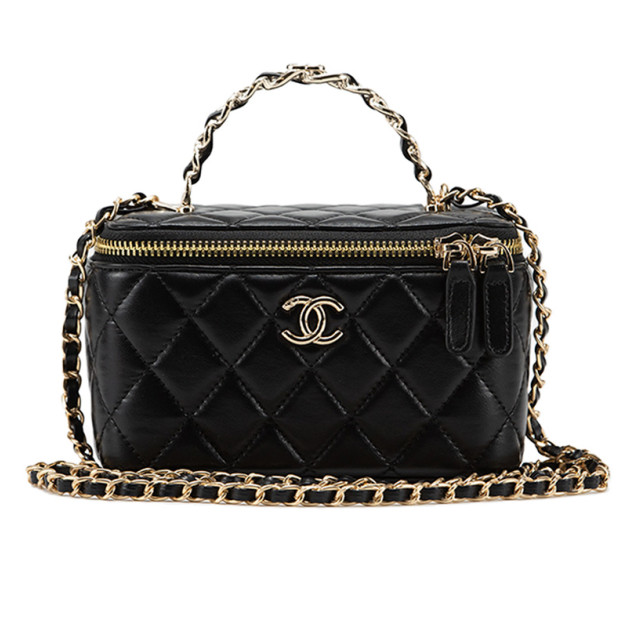 Сумка Chanel Classic Black Lambskin Pearl Crush Vanity Bag B77890 D74548 PO610