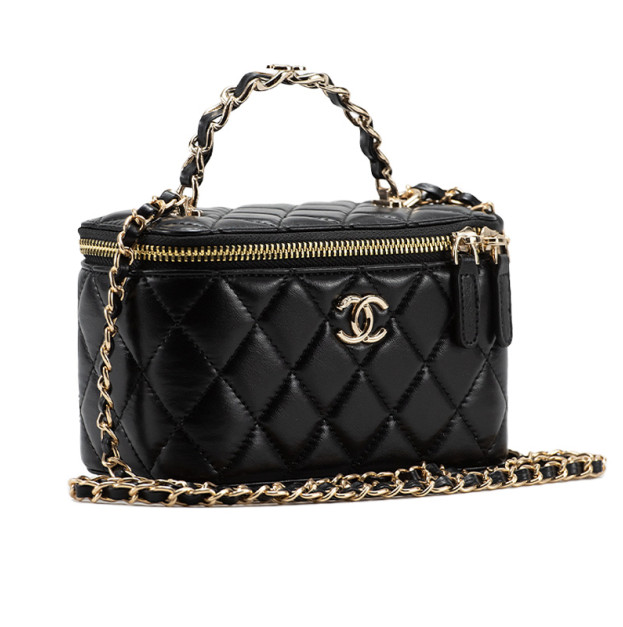 Сумка Chanel Classic Black Lambskin Pearl Crush Vanity Bag B77890 D74548 PO610