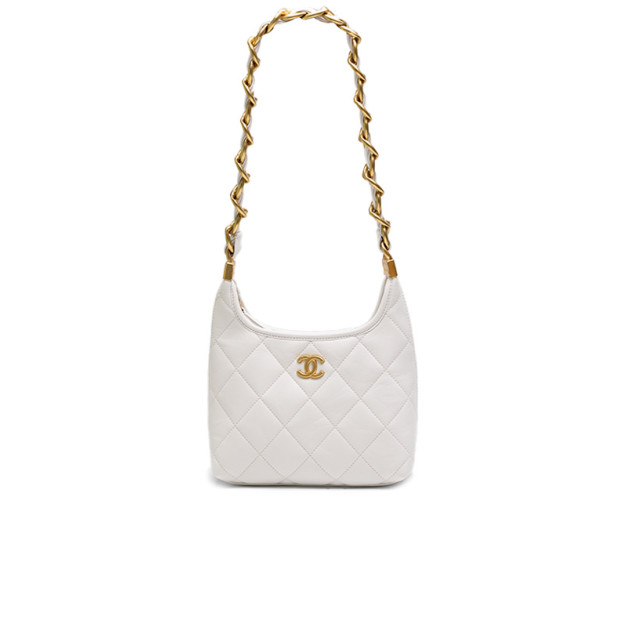 Сумка Small Hobo Bag Shiny Lambskin Gold-Tone Metal Cream F82554 F84856 VX860