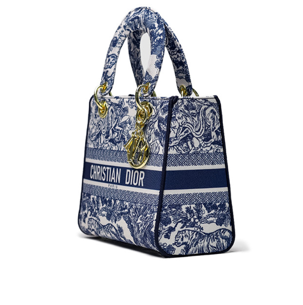 Сумка Christian Dior Medium Lady D-Lite Bag Blue White M0565ORHZ-C802
