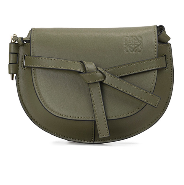 Сумка Loewe Gate Small Leather And Jacquard Shoulder Bag Khaki A650T20X45
