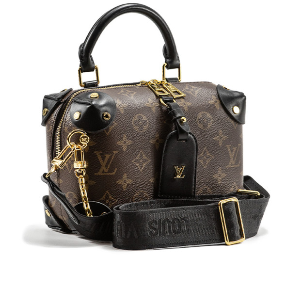 Сумка Louis Vuitton Monogram Petite Malle Souple Canvas Shoulder Bag Brown Black 81216980