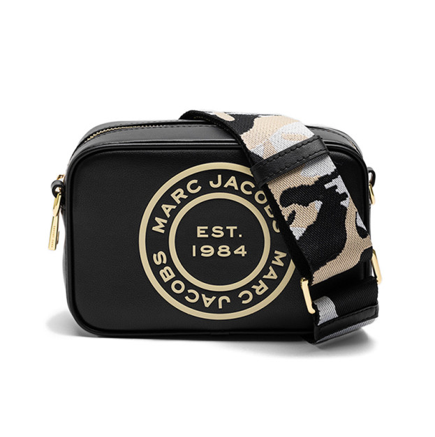 Сумка Marc Jacobs Signet Flash Black Smooth Leather Camo Strap Camer 2S3BLC702H04