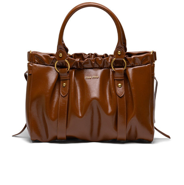 Сумка Brown Vitello Lux Leather Gathered Tote 5BC125 Q70 V7474 O ZAZ