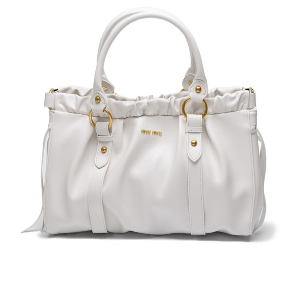 Сумка Cream Vitello Lux Leather Gathered Tote 5BC125 Q70 V7474 O WHT