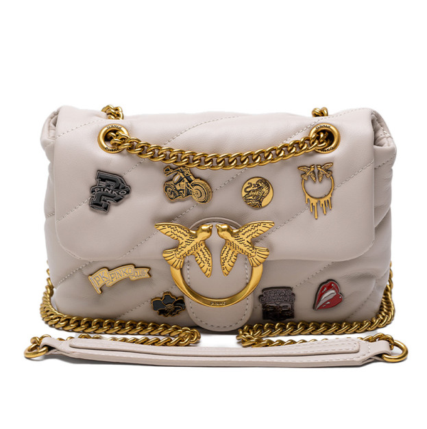 Сумка Grey Quilted Leather Love Mini Puff Pins OK22BEI5U9