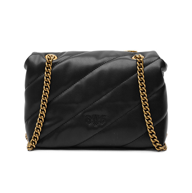 Black Quilted Leather Love Mini Puff Pins Bag OK22BLO5P8