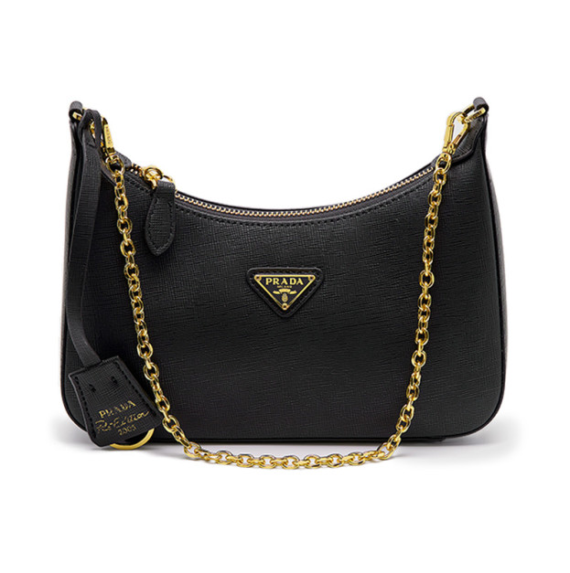 Bag Re-Edition 2005 Saffiano Leather Black Gold 1BH204-NZV-F0PCL-V-G2G