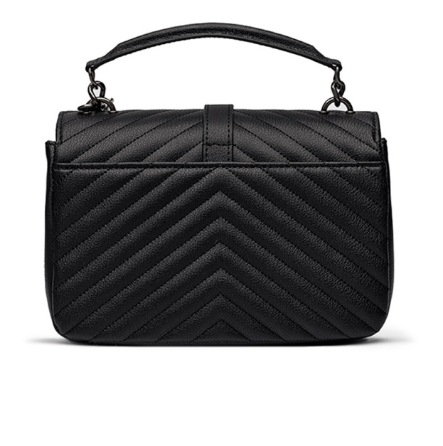 Bag Yves Saint Laurent College Medium in Quilted Leather Black Silver 443380EES3A7009