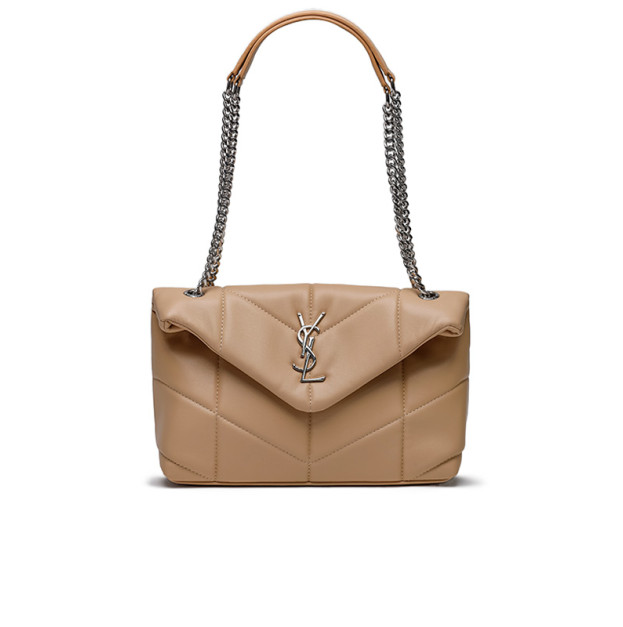 Сумка Puffer Small in Nappa Leather Beige Silver Chain 443050ZSS2U9060