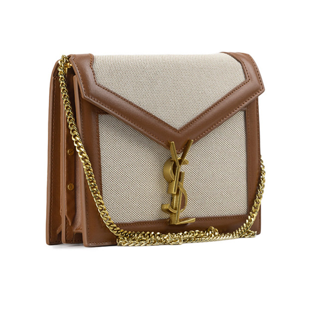 Сумка Yves Saint Laurent Beige Canvas Brown Leather Medium Cassandra Chain Bag 532750HZD2J7950