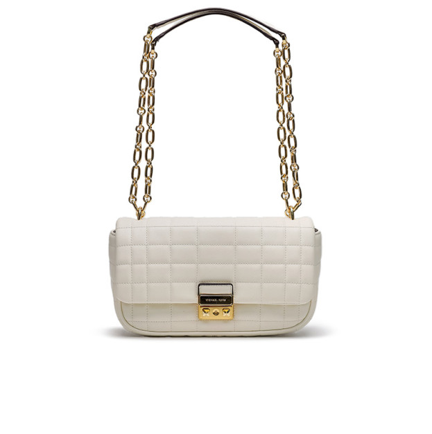Michael Kors Tribeca Large Quilted Leather Shoulder Bag Cream 65A3V8RB8B-550