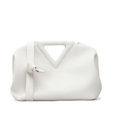 Bottega Veneta Point White Medium Leather Top Handle 652446VCP40