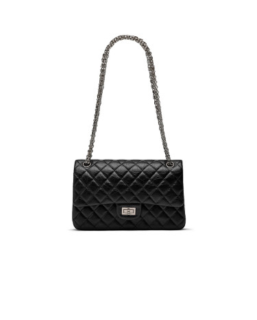 Сумка Chanel 2.55 Reissue Double Flap Leather Bag Black Silver F82554 D75896 CC858