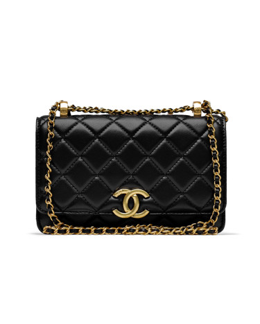 Сумка Chanel Calfskin Quilted Perfect Fit Wallet On Chain Black Gold F82554 D59385 СВ656