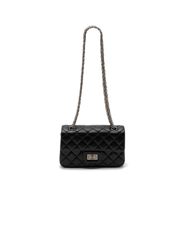 2.55 Reissue Double Flap Leather Bag Black Silver F82554 D76096 SL960