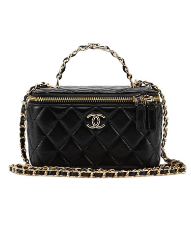 Сумка Chanel Classic Black Lambskin Pearl Crush Vanity Bag B77890 D74548 PO610