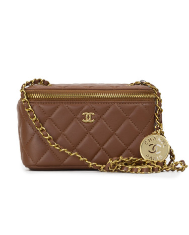 Сумка Chanel Classic Brown Lambskin Pearl Crush Vanity Bag B77890 D17118 PO178