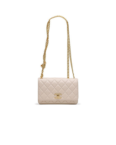 Chanel Calfskin Quilted Perfect Fit Wallet On Chain Beige Gold F36901 D68049 ZL006