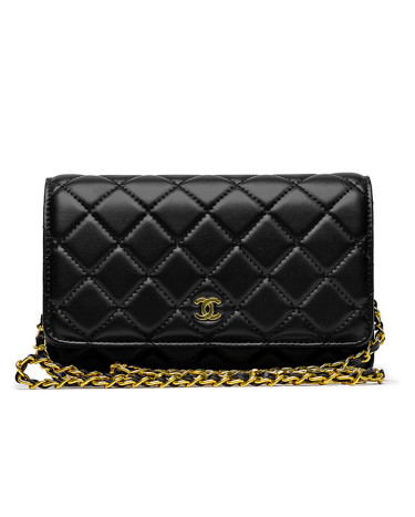 Classic Wallet Bag on Chain Black Gold F82554 D75760 CC400