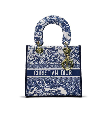 Christian Dior Medium Lady D-Lite Bag Blue White M0565ORHZ-C802