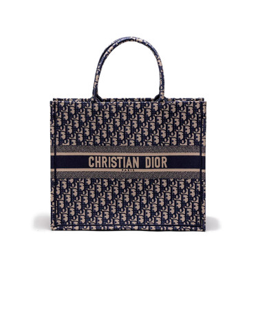 Сумка Dior Large Book Tote Ecru and Blue Dior Oblique Embroidery M0565OFVG-T300