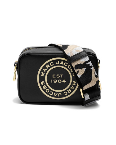 Marc Jacobs Signet Flash Black Smooth Leather Camo Strap Camera Bag 2S3BLC702H04