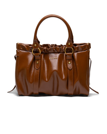 Bag Brown Vitello Lux Leather Gathered Tote 5BC125 Q70 V7474 O ZAZ