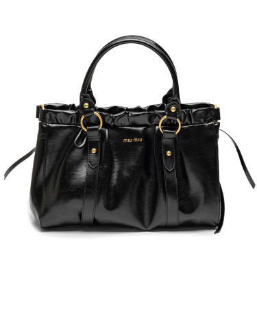 Bag Black Vitello Lux Leather Gathered Tote 5BC125 Q70 V7474 O BLK
