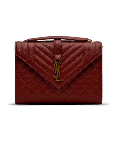 Bag Envelope Medium In Quilted Grain De Poudre Embossed Leather Burgundy 443050TNU0N4380