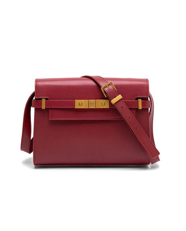 Manhattan Medium Leather Shoulder Bag Burgundy 443050PQC4R9560