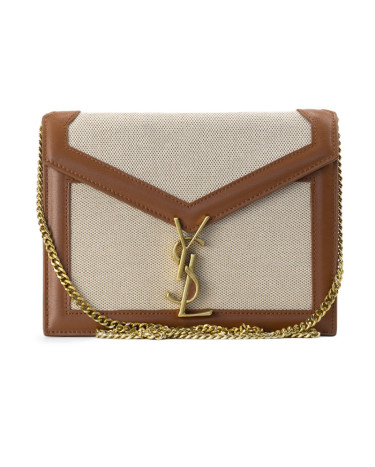 Сумка Yves Saint Laurent Beige Canvas Brown Leather Medium Cassandra Chain Bag 532750HZD2J7950