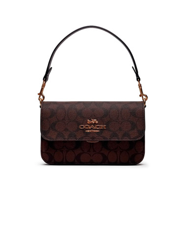 Brynn Flap Crossbody Bag In Signature Canvas Brown CX440