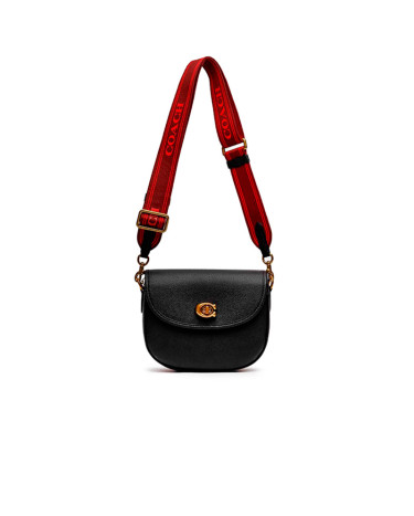 Coach Polished Pebble Willow Saddle Bag Black CS340